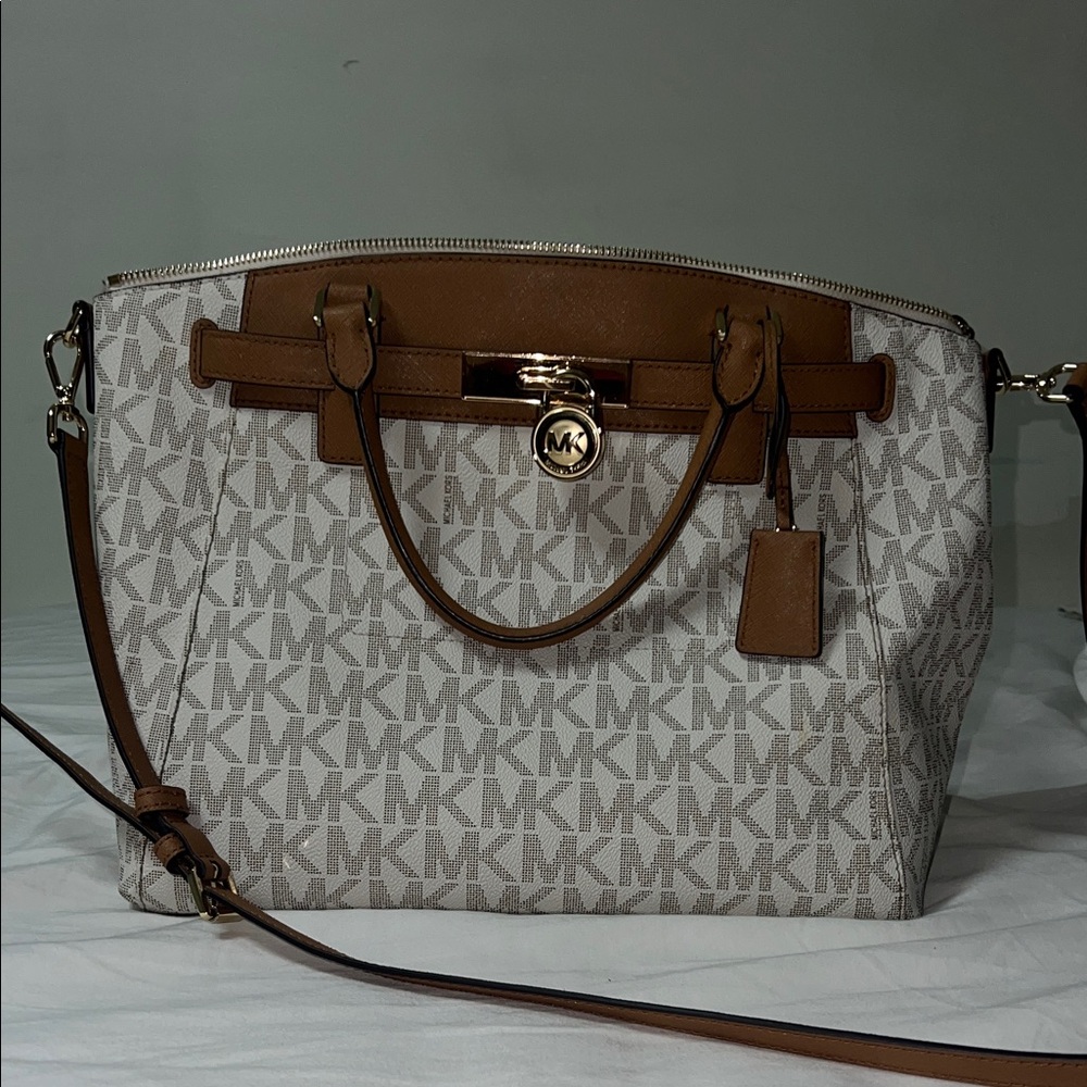Michael Kors Hamilton Tan and Cream Bag